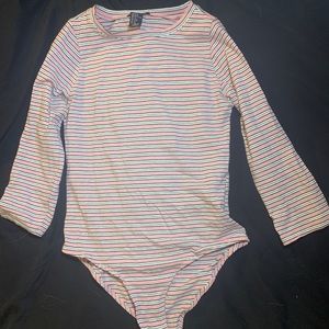 Pink stripped body suit